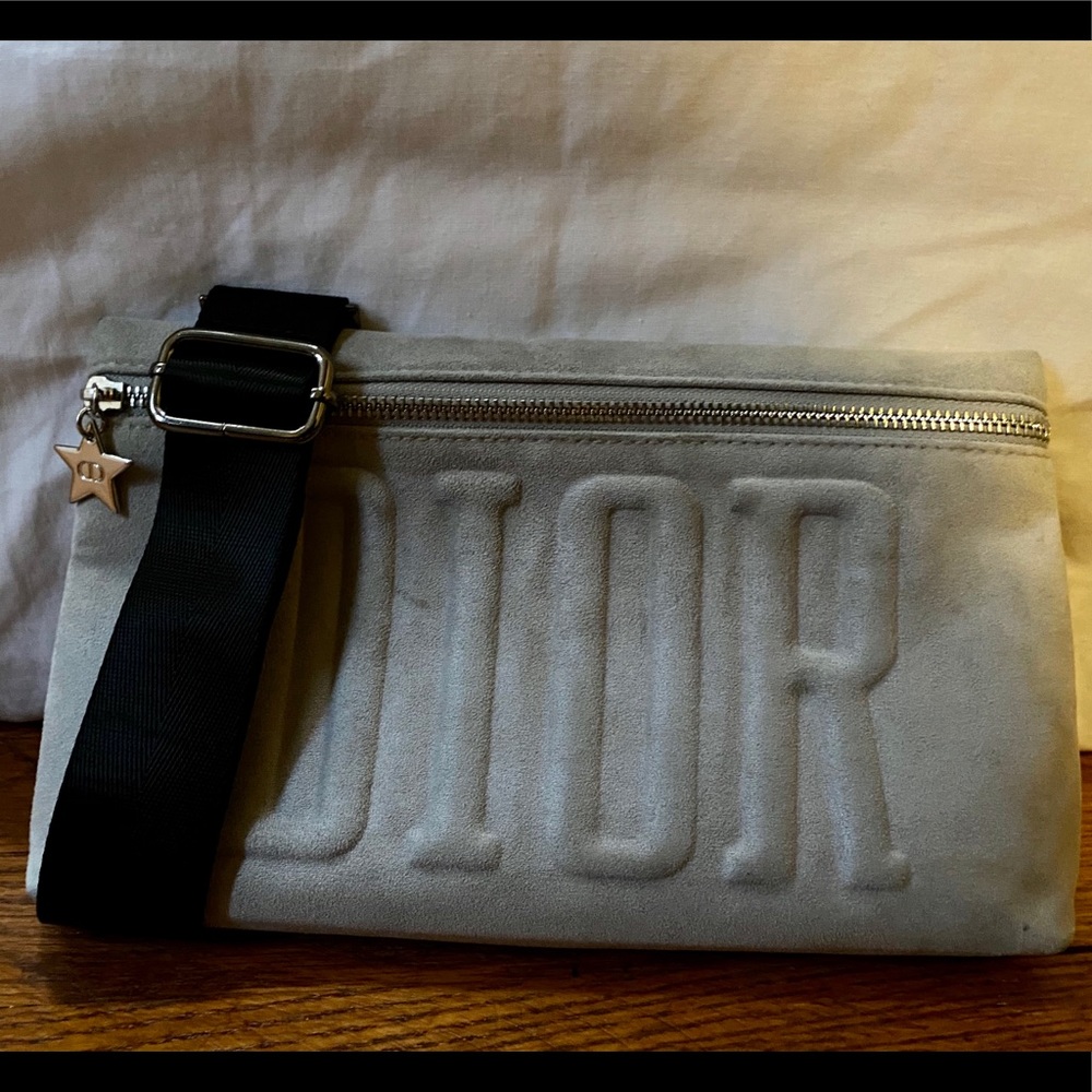 Grey suede pouch/cross body